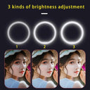 Portable USB Rechargeable Selfie Ring Light for iPhone Samsung Xiaomi Huawei OPPO - Clip-On LED Selfie Lamp with Adjustable Brightness  ourlum.com   