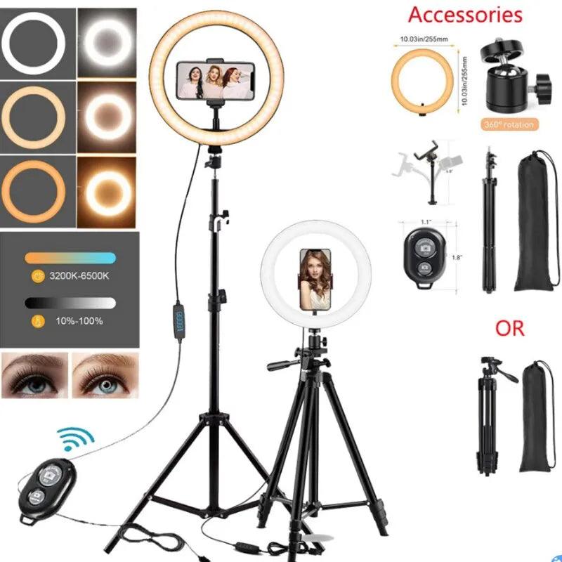 Adjustable LED Ring Light with Remote Control and Tripod Stand - Professional Photography Lighting Kit  ourlum.com   