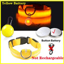 Glowing LED Safety Collar with Pendant for Small Dogs and Cats - Rechargeable USB - Night Visibility Solution  ourlum.com Yellow ButtonBattery XS Neck 28-38 CM United State