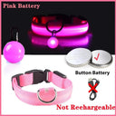 Glowing LED Safety Collar with Pendant for Small Dogs and Cats - Rechargeable USB - Night Visibility Solution  ourlum.com Pink Button Battery XS Neck 28-38 CM United State