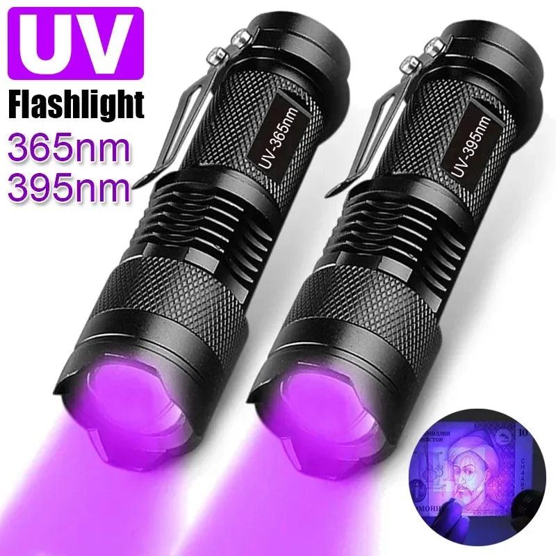 UV Flashlight LED Torch Mini Ultra Violet Light 395/365nm Inspection Lamp Pet Urine Stain Detector  ourlum.com   