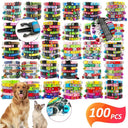 Bulk Pack of 100 Dog Collar With Bells Adjustable Necklace - Pet Shop Rabbit Neck Strap  ourlum.com ALL-MIX 100Pcs MixColor 