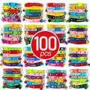 Bulk Pack of 100 Dog Collar With Bells Adjustable Necklace - Pet Shop Rabbit Neck Strap  ourlum.com Random Mix 100Pcs MixColor 