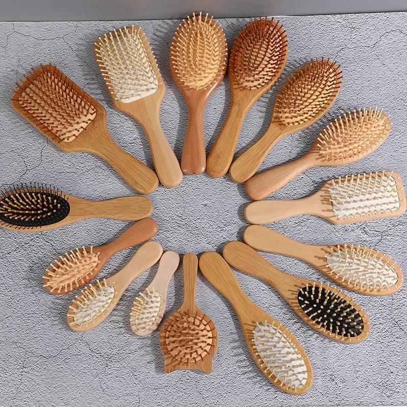 Bamboo Air Cushion Hairbrush Comb for Healthy Scalp and Hair Care  ourlum.com   