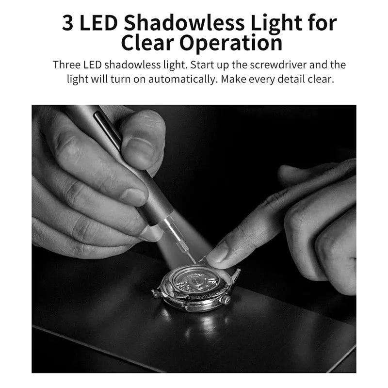 Electric Screwdriver Kit with 64 Bits and LED Light  ourlum.com   